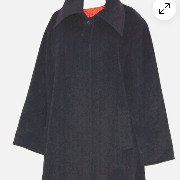 Cinzia Rocca Bemberg  Italy Black 100%  Wool Women Vintage coat Size:16 - Picture 3 of 12